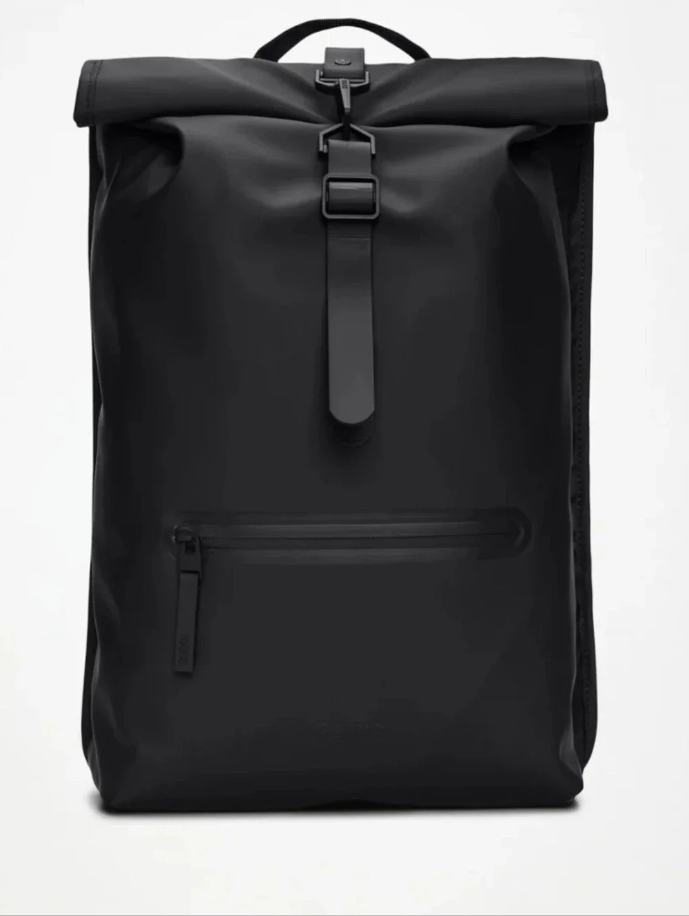 Rains Black Roll-Top Waterproof Backpack